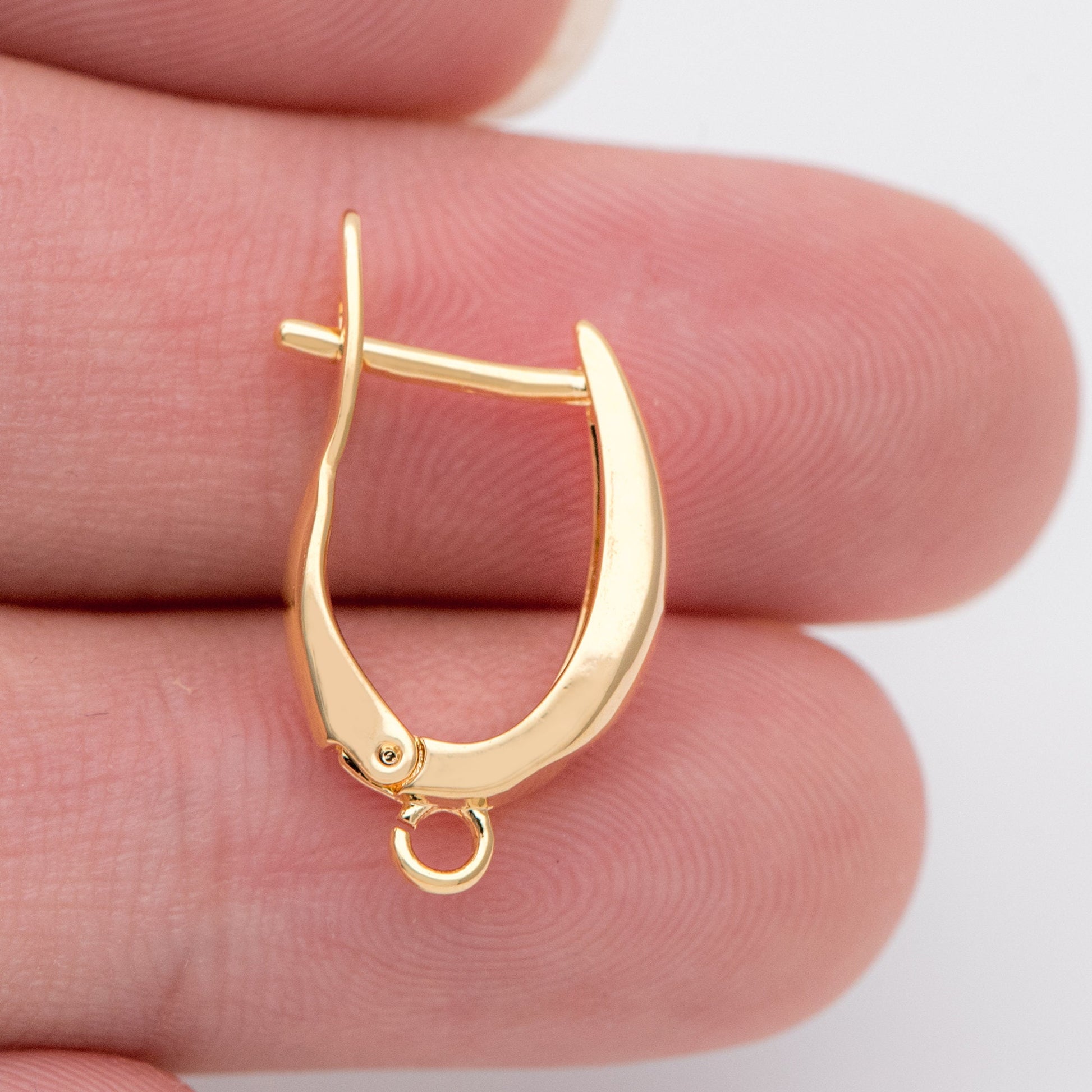 10pcs Gold/ Silver Tone Leverback Ear Hooks 21x12mm, Real Gold/ rhodium plated Brass, Earring Hooks with Loop (GB-848-B)