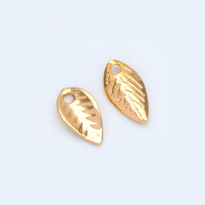 20pcs Gold plated Brass Leaf Charm Pendants 7x4mm (GB-874)