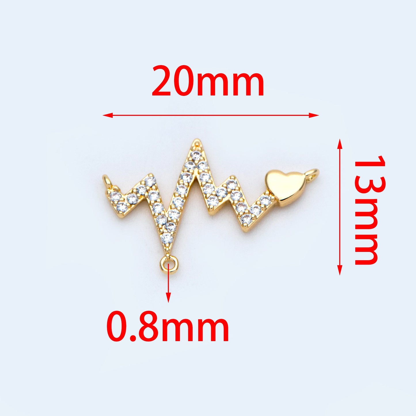 10pcs CZ Pave Gold Charms 20x13mm, Gold plated Brass Pendant Connectors (#GB-864)