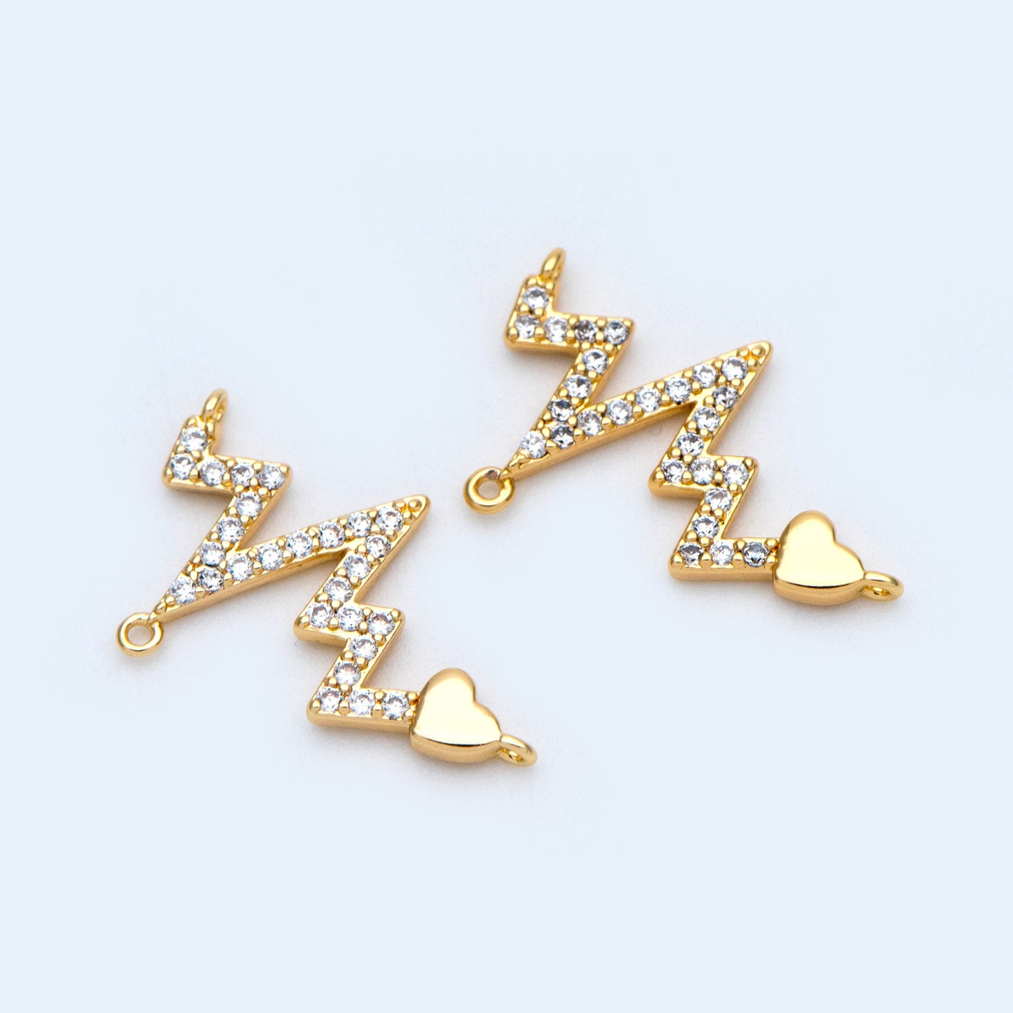 10pcs CZ Pave Gold Charms 20x13mm, Gold plated Brass Pendant Connectors (#GB-864)