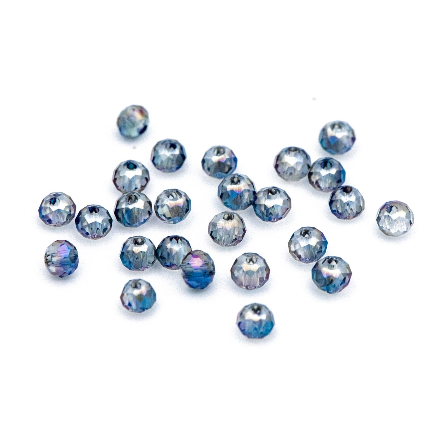 125pcs Crystal Glass Faceted Rondelle Tiny beads 2x3mm, Sparkly Blue (#BZ03-73)