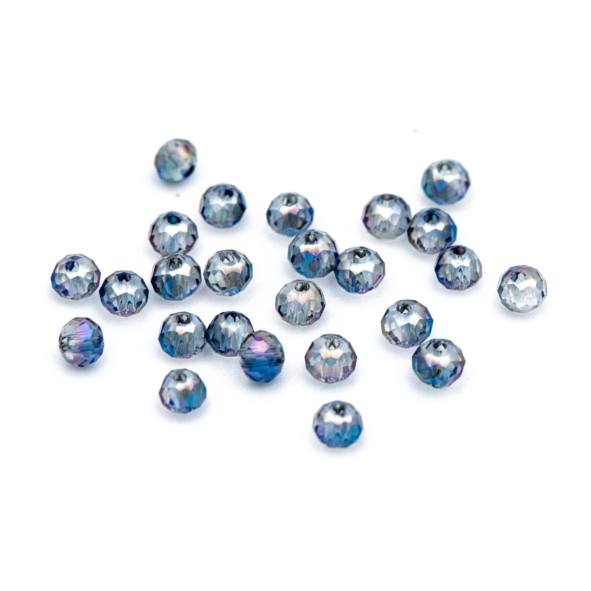 125pcs Crystal Glass Faceted Rondelle Tiny beads 2x3mm, Sparkly Blue (#BZ03-73)