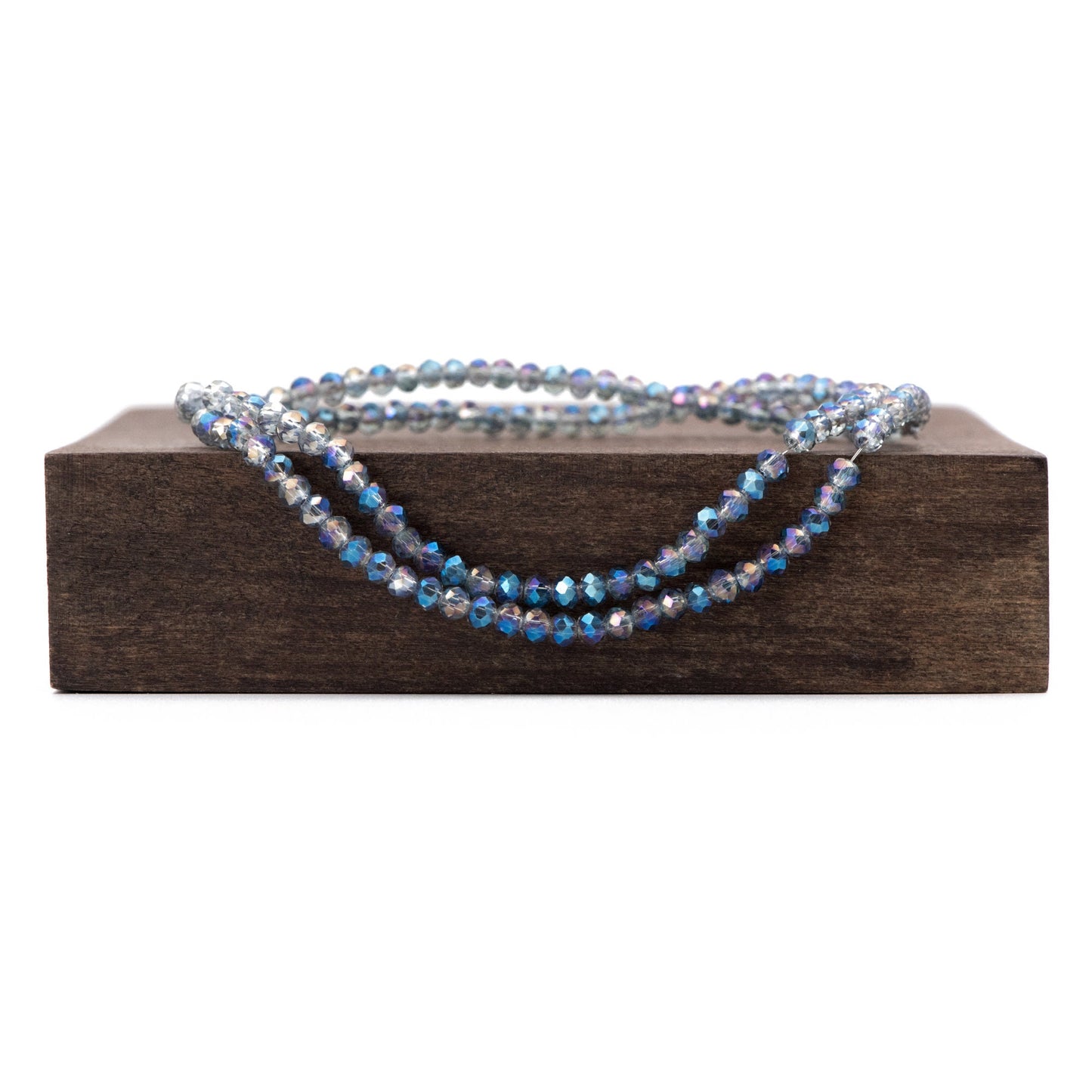 125pcs Crystal Glass Faceted Rondelle Tiny beads 2x3mm, Sparkly Blue (#BZ03-73)