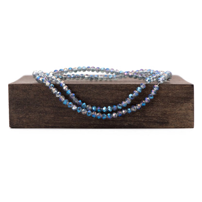 125pcs Crystal Glass Faceted Rondelle Tiny beads 2x3mm, Sparkly Blue (#BZ03-73)