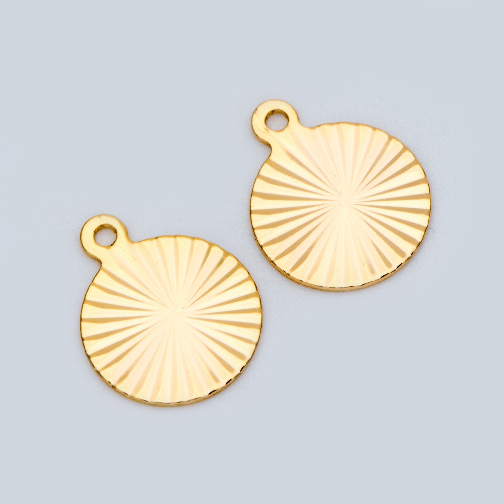 20pcs Gold Round Disc Charms 9mm, 18K Gold plated Brass Disk Pendants (GB-867)