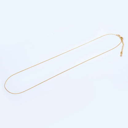 Gold/ Rhodium plated Brass Dainty Chains 0.8mm, 18 Inch Finished Necklace with 4cm Extender Chain, Ready to Wear (#LK-308)