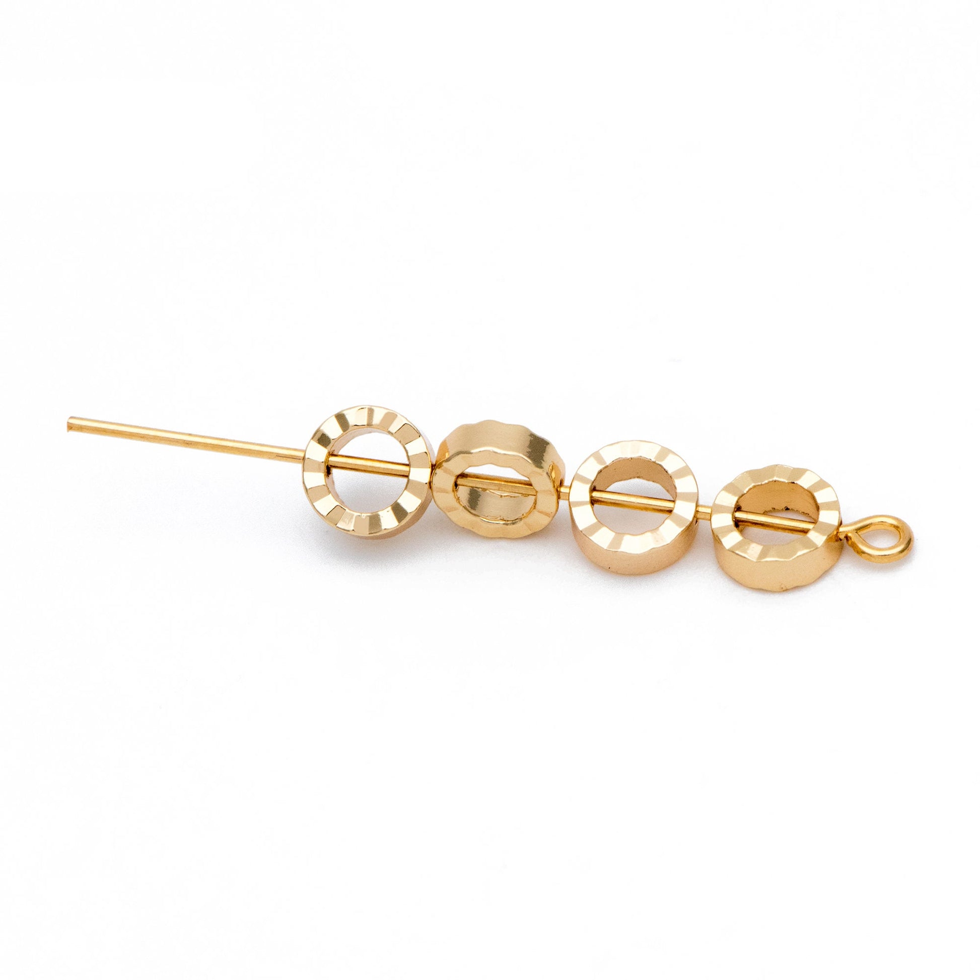 20pcs Gold plated Brass Ring Charms 6mm, Geometric Round Hoop with 2 Holes, Circle Connector Pendants (GB-816-1)