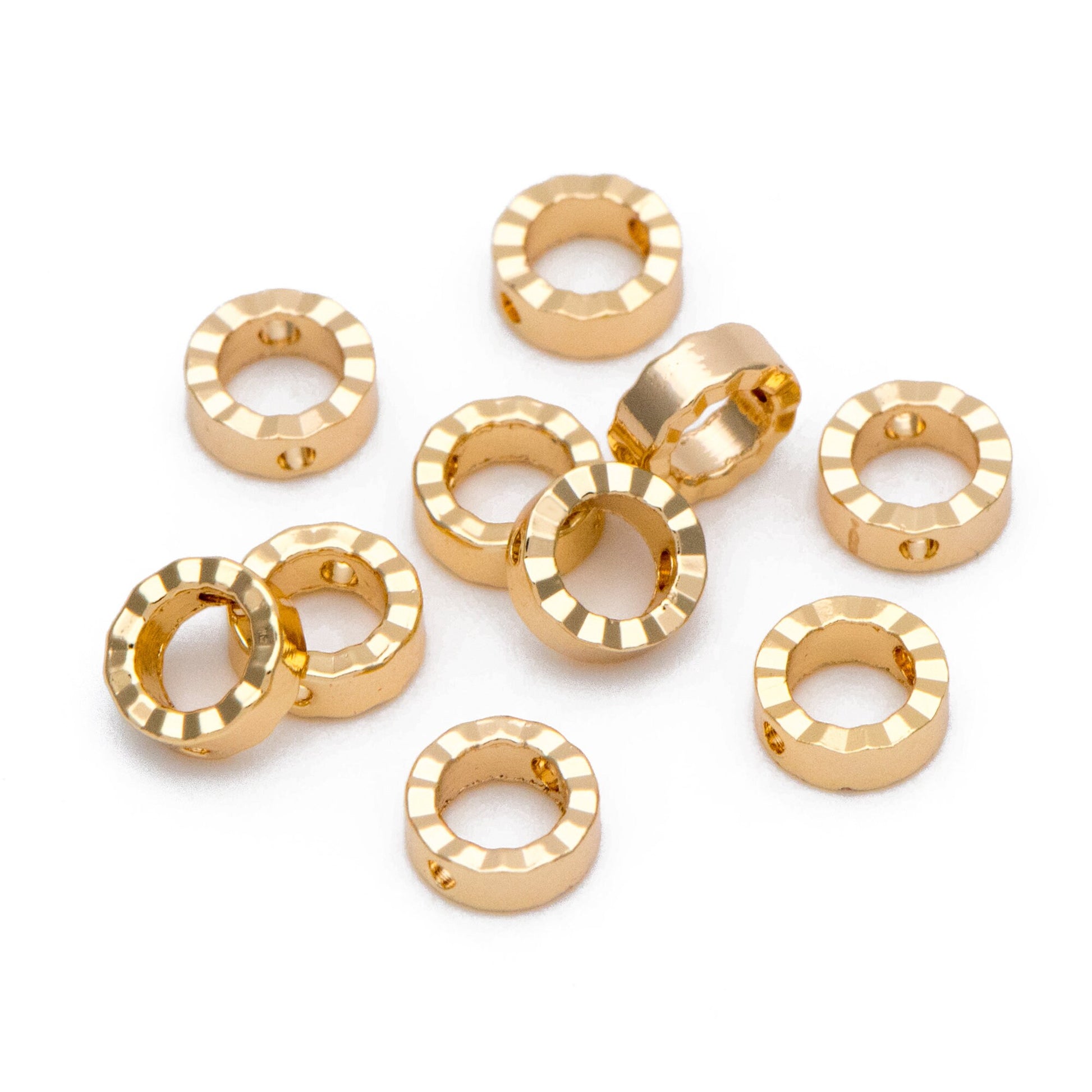 20pcs Gold plated Brass Ring Charms 6mm, Geometric Round Hoop with 2 Holes, Circle Connector Pendants (GB-816-1)