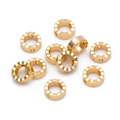 20pcs Gold plated Brass Ring Charms 6mm, Geometric Round Hoop with 2 Holes, Circle Connector Pendants (GB-816-1)