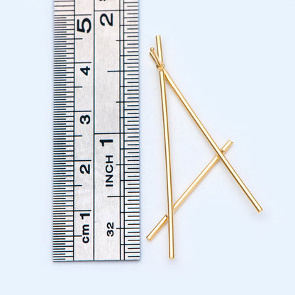 10pcs Gold plated Brass Earring Studs, Unique Geometric Earring Wire Components (GB-900)