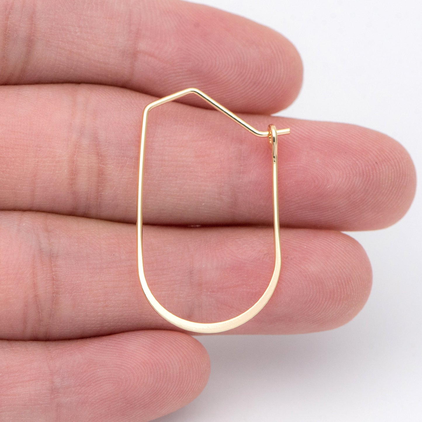 10pcs Gold Hoop Earrings 32x19mm, Geometric Ear Wire Components Wholesale (GB-917)