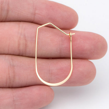 10pcs Gold Hoop Earrings 32x19mm, Geometric Ear Wire Components Wholesale (GB-917)