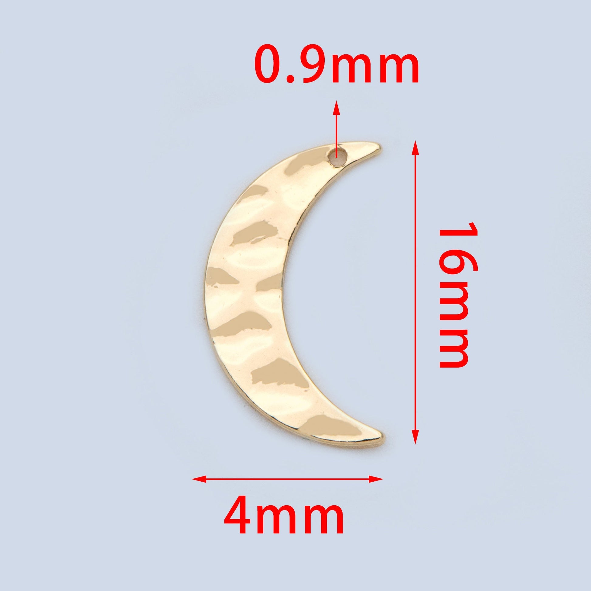 10pcs Gold/ Silver Tone Hammered Moon Charms 16mm, Gold/ Rhodium plated Brass Moon Pendant (GB-618-L)