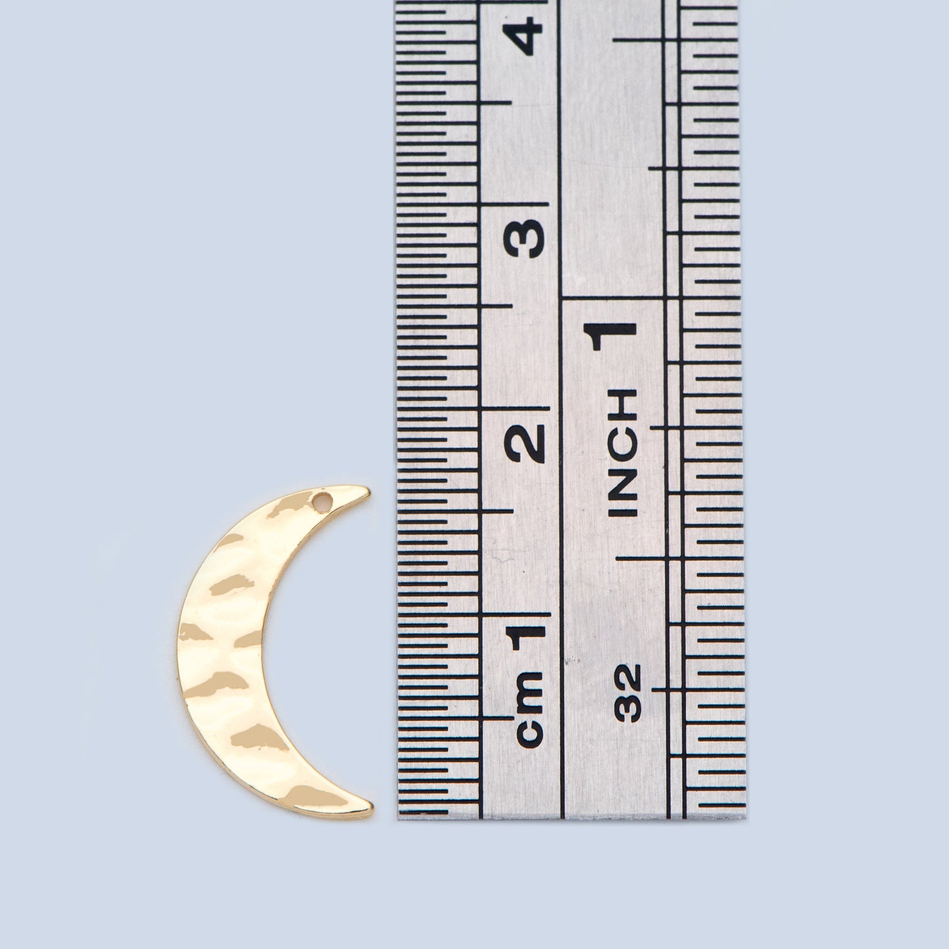 10pcs Gold/ Silver Tone Hammered Moon Charms 16mm, Gold/ Rhodium plated Brass Moon Pendant (GB-618-L)