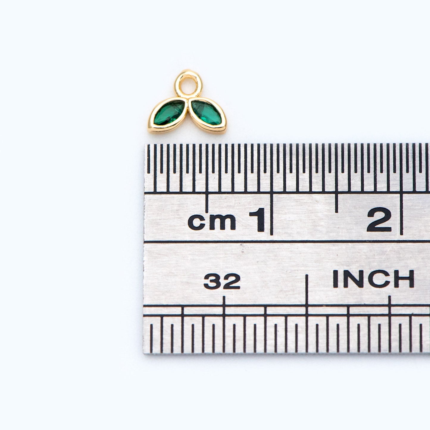 10pcs Emerald/ Black CZ Pave Gold Leaf Charms, 18K Gold plated Brass Pendants (#GB-1762-B)
