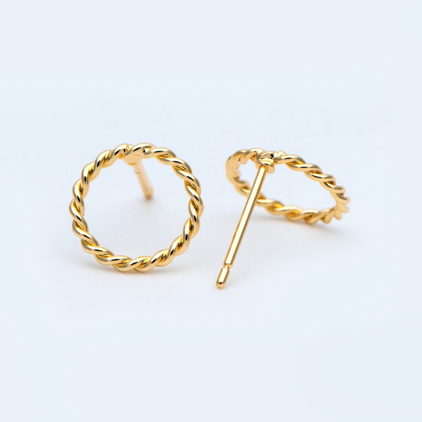 10pcs Gold/ Silver Circle Ear Posts 10mm, 18K Gold/ Rhodium plated Brass, Geometric Ring Stud Earrings (#GB-939)