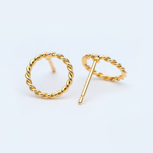 10pcs Gold/ Silver Circle Ear Posts 10mm, 18K Gold/ Rhodium plated Brass, Geometric Ring Stud Earrings (#GB-939)