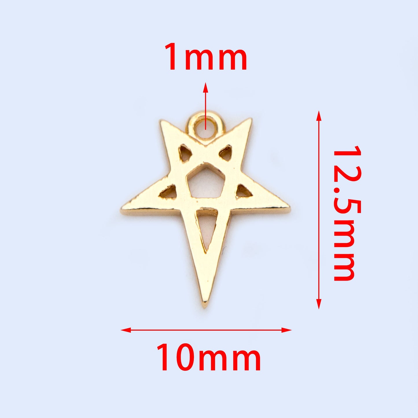 10pcs Gold Star Charms 12.5mm, Gold plated Brass Geometric Pendants, Lead Nickel Free (GB-922)
