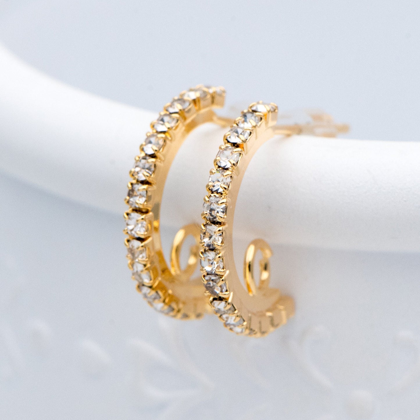 10pcs CZ Pave Gold Earring Studs, 18K Gold Plated Brass Ear Posts, Sparkly Bar Earring Components (GB-936)