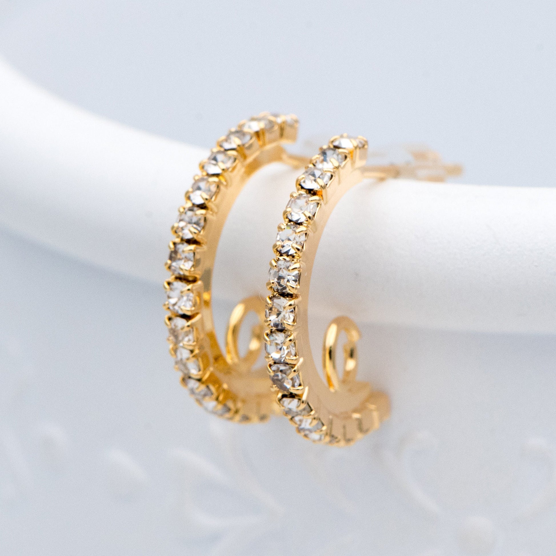 10pcs CZ Pave Gold Earring Studs, 18K Gold Plated Brass Ear Posts, Sparkly Bar Earring Components (GB-936)