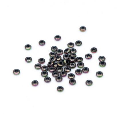 500pcs Hematite Seed Beads, Delicate Rondelle Spacer Beads 2x1mm, Metal Green (#V6093-2)