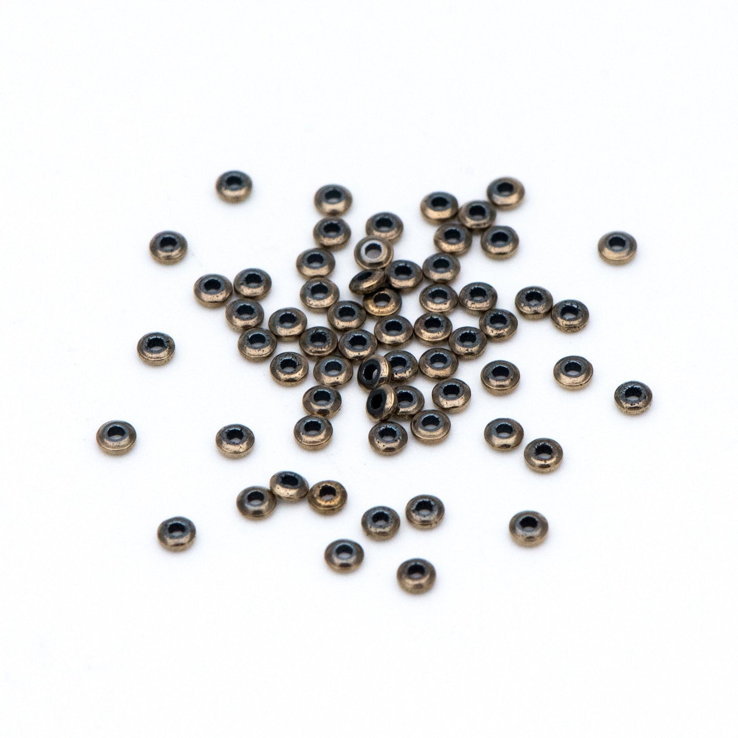 Hematite Seed Beads, Delicate Rondelle Spacer Beads, Metal Color Copper (#V6093-3)