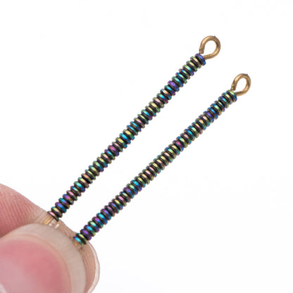 500pcs Hematite Seed Beads, Delicate Rondelle Spacer Beads 2x1mm, Metal Color Blue Green (#V6093-4)