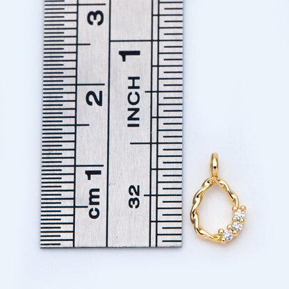 10pcs CZ Pave Gold Teardrop Charm 11x6mm, 18K Gold plated Brass Pendant (GB-942)