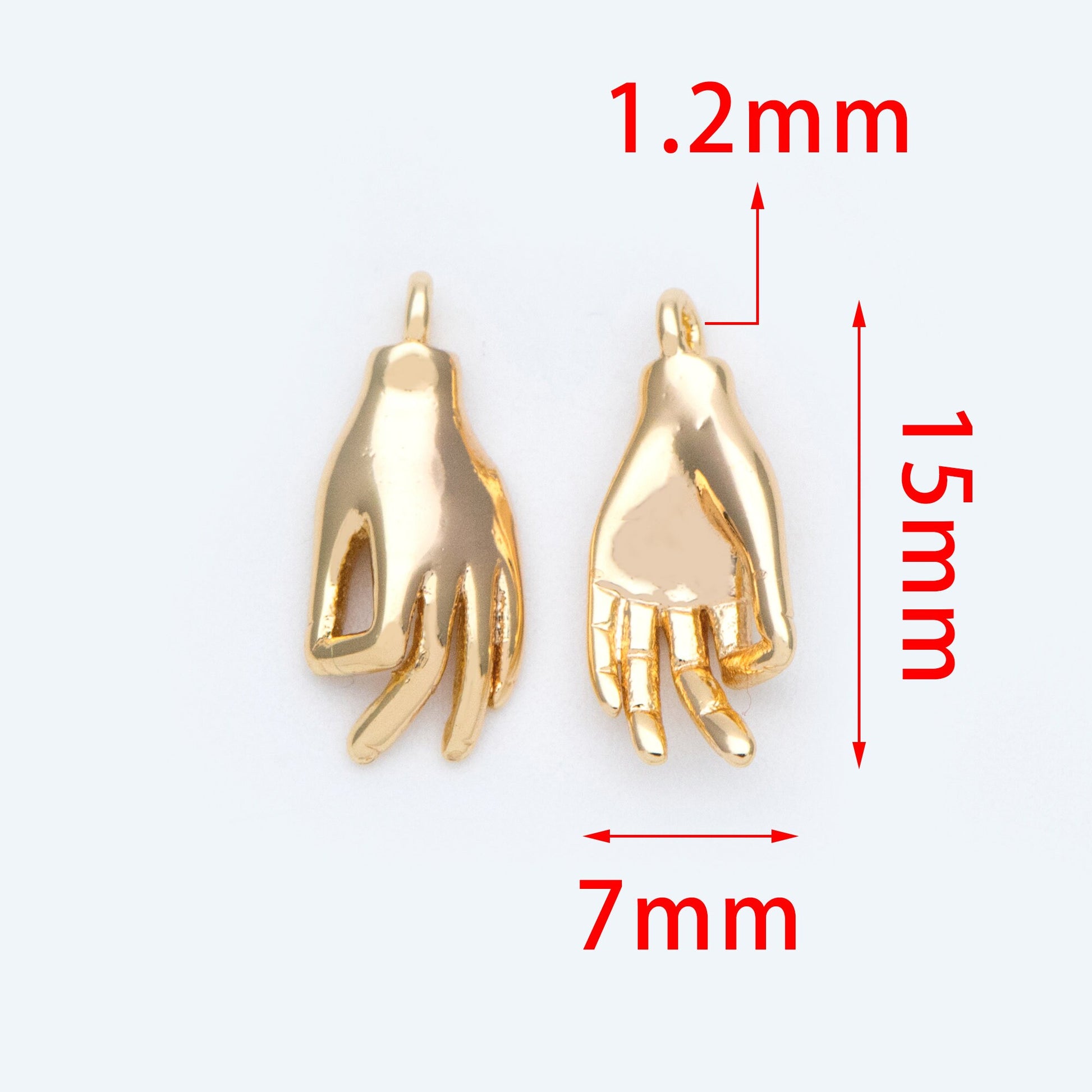 4pcs Gold/ Silver Tone Hand Charm, Gold/ Rhodium plated Brass, OK / Okay Gesture Pendants 15x7mm (GB-4156-B)