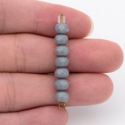 Rondelle Crystal Glass Faceted Beads 4x6mm, Grey-(BZ06-163)/ 95pcs