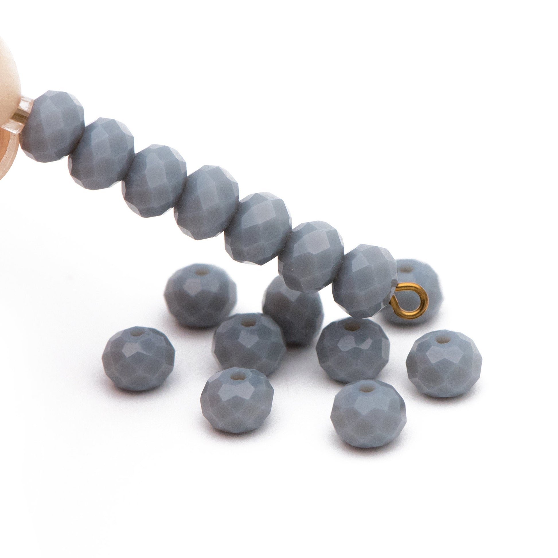 Rondelle Crystal Glass Faceted Beads 4x6mm, Grey-(BZ06-163)/ 95pcs