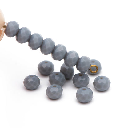Rondelle Crystal Glass Faceted Beads 4x6mm, Grey-(BZ06-163)/ 95pcs