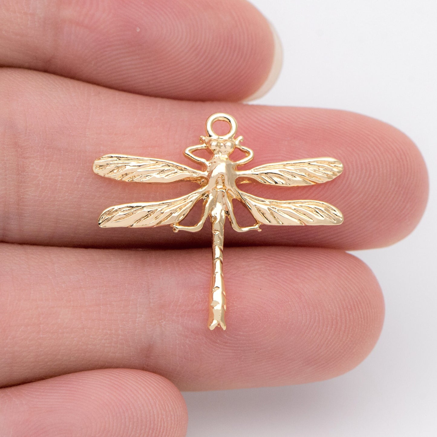4pcs Gold/ Rhodium plated Brass Dragonfly Charm Pendants 22x25mm (GB-3196-C)