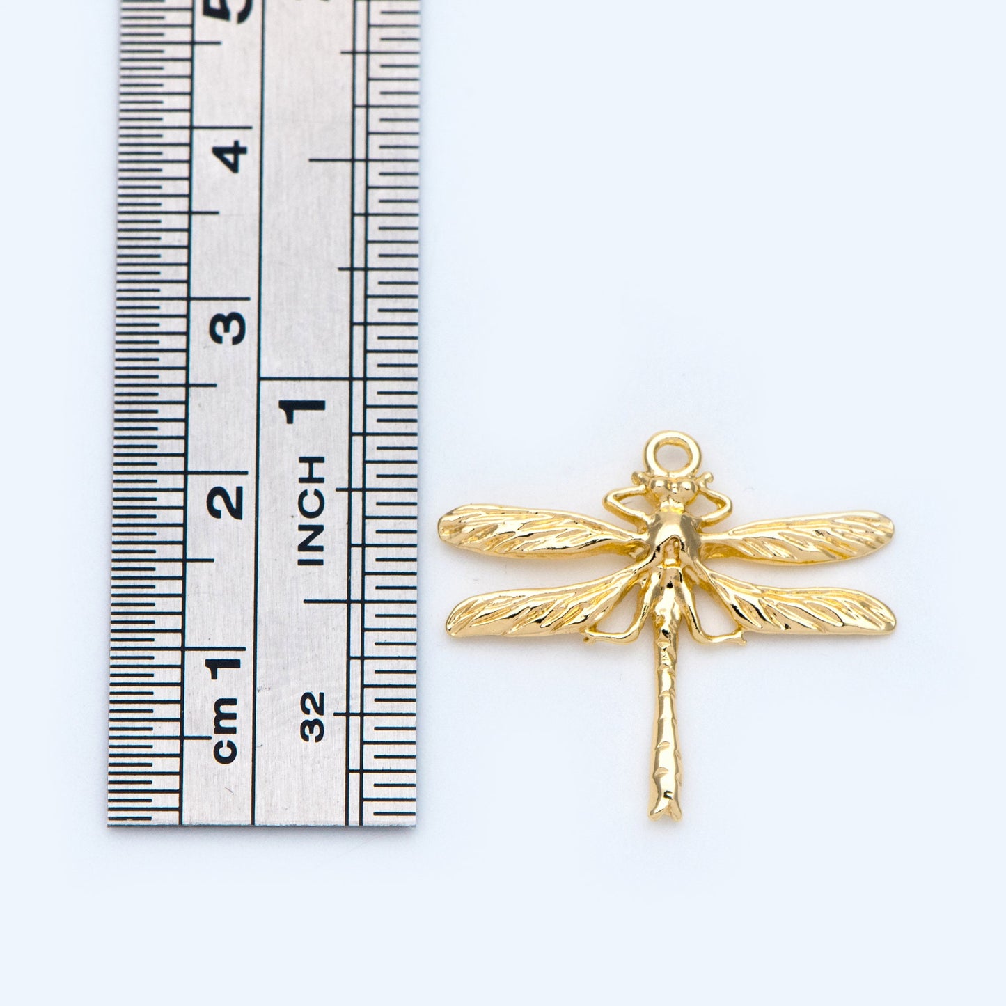 4pcs Gold/ Rhodium plated Brass Dragonfly Charm Pendants 22x25mm (GB-3196-C)