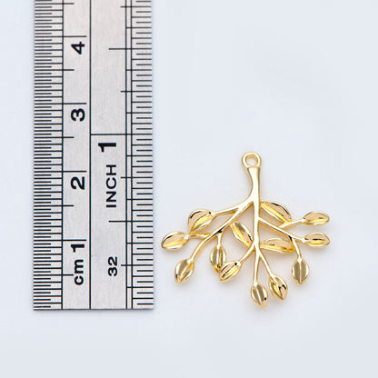 10pcs Gold plated Brass Leaf Connector, Branch Charm Connectors 23mm, Lead Nickel Free (GB-1010-C)