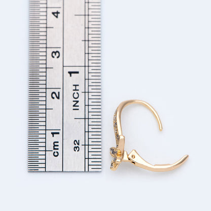 10pcs CZ Pave Butterfly Leverback Ear Hooks 17x12mm, 18K Gold plated Brass, Earring Component Hooks (GB-982)