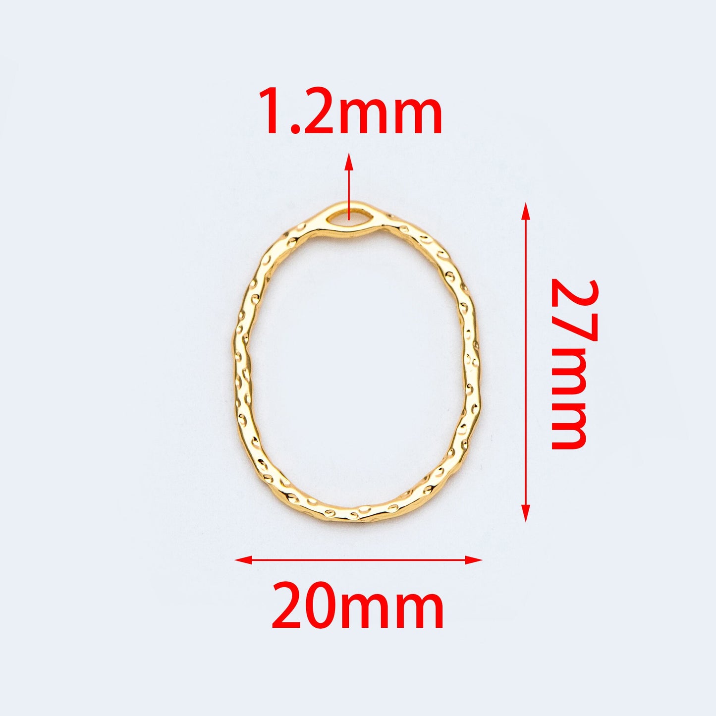 10pcs Gold Oval Link Pendants 27x20mm, 18K Gold plated Brass, Geometric Teardrop Hoop Charms (GB-2750-H)