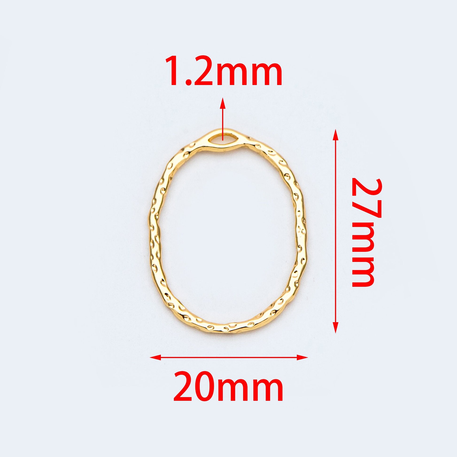 10pcs Gold Oval Link Pendants 27x20mm, 18K Gold plated Brass, Geometric Teardrop Hoop Charms (GB-2750-H)