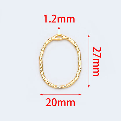 10pcs Gold Oval Link Pendants 27x20mm, 18K Gold plated Brass, Geometric Teardrop Hoop Charms (GB-2750-H)