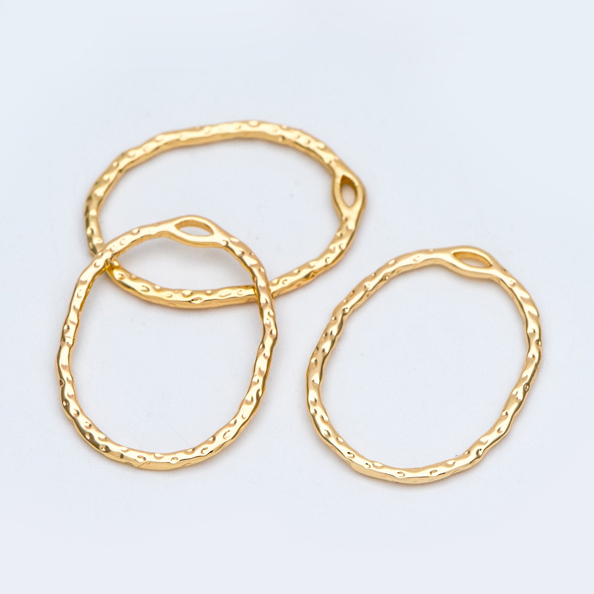 10pcs Gold Oval Link Pendants 27x20mm, 18K Gold plated Brass, Geometric Teardrop Hoop Charms (GB-2750-H)