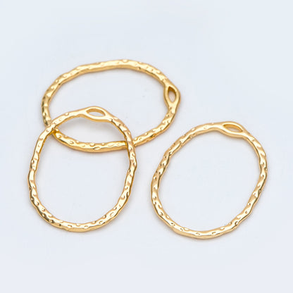10pcs Gold Oval Link Pendants 27x20mm, 18K Gold plated Brass, Geometric Teardrop Hoop Charms (GB-2750-H)