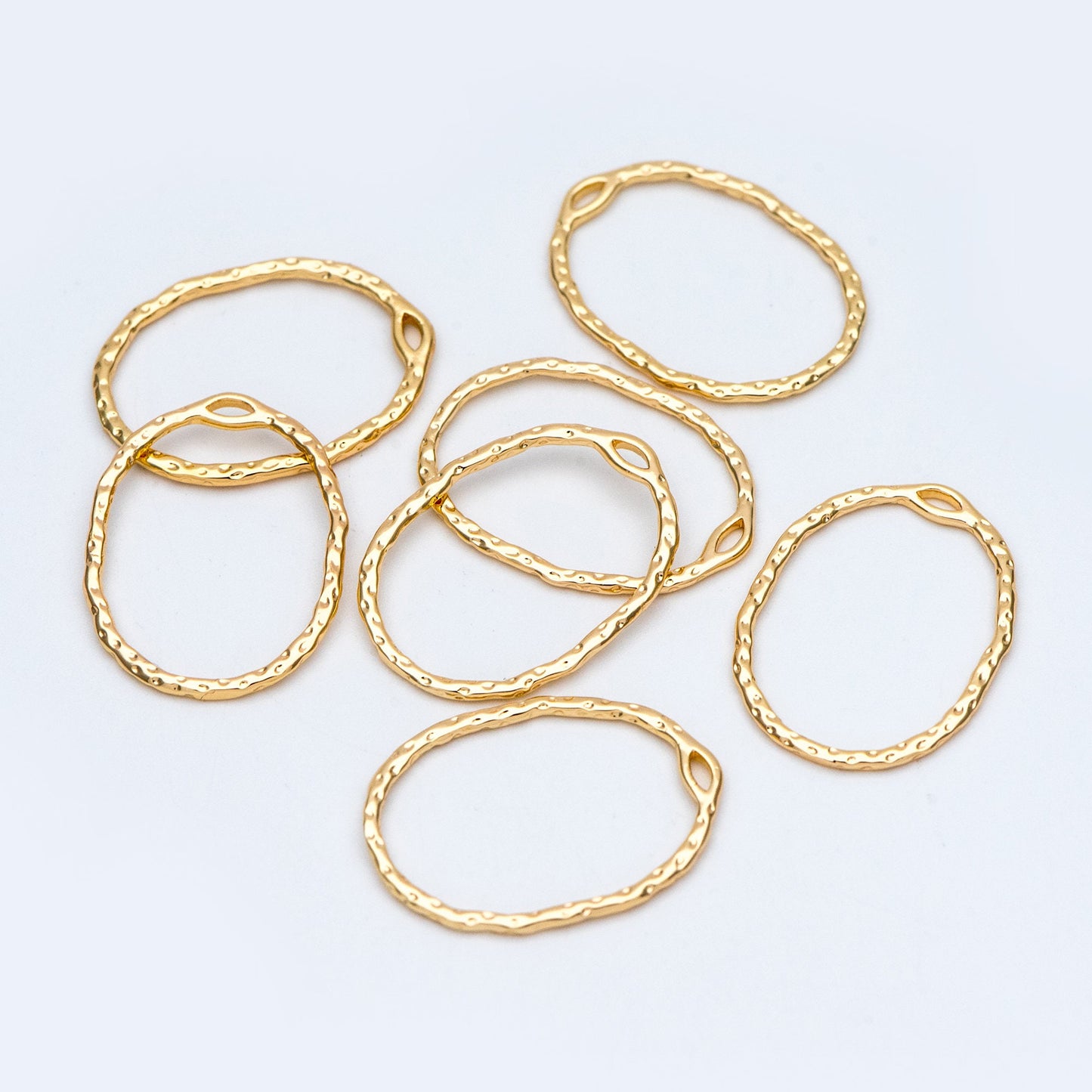 10pcs Gold Oval Link Pendants 27x20mm, 18K Gold plated Brass, Geometric Teardrop Hoop Charms (GB-2750-H)