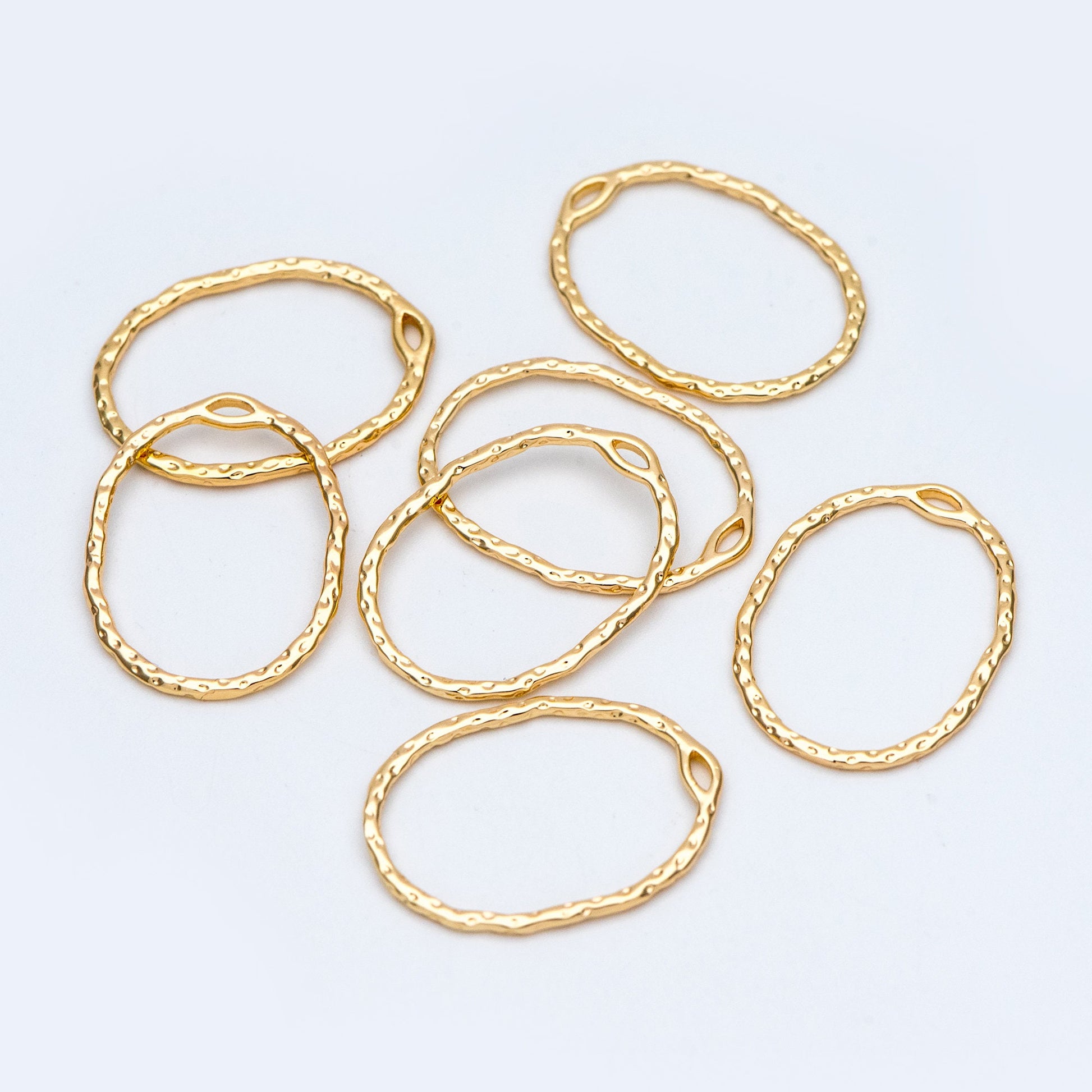 10pcs Gold Oval Link Pendants 27x20mm, 18K Gold plated Brass, Geometric Teardrop Hoop Charms (GB-2750-H)