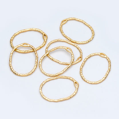 10pcs Gold Oval Link Pendants 27x20mm, 18K Gold plated Brass, Geometric Teardrop Hoop Charms (GB-2750-H)