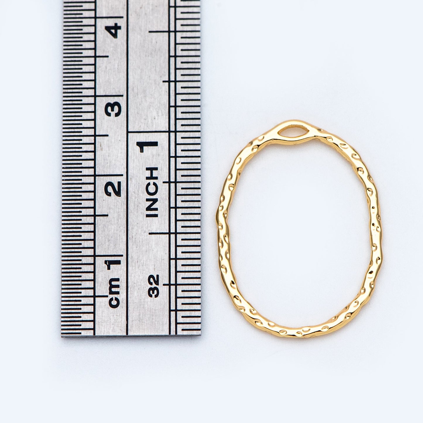 10pcs Gold Oval Link Pendants 27x20mm, 18K Gold plated Brass, Geometric Teardrop Hoop Charms (GB-2750-H)