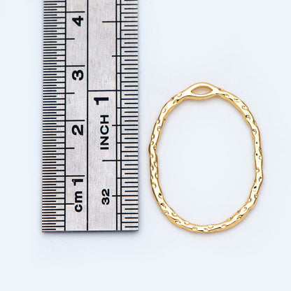 10pcs Gold Oval Link Pendants 27x20mm, 18K Gold plated Brass, Geometric Teardrop Hoop Charms (GB-2750-H)