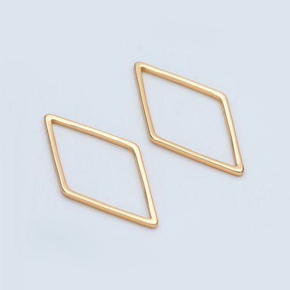 10pcs Rhombus Link Charms 16x9mm, Gold/ Silver tone Geometric Hoops, Rhombus Connector Pendants (GB-2258)