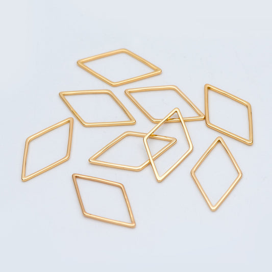 10pcs Rhombus Link Charms 16x9mm, Gold/ Silver tone Geometric Hoops, Rhombus Connector Pendants (GB-2258)