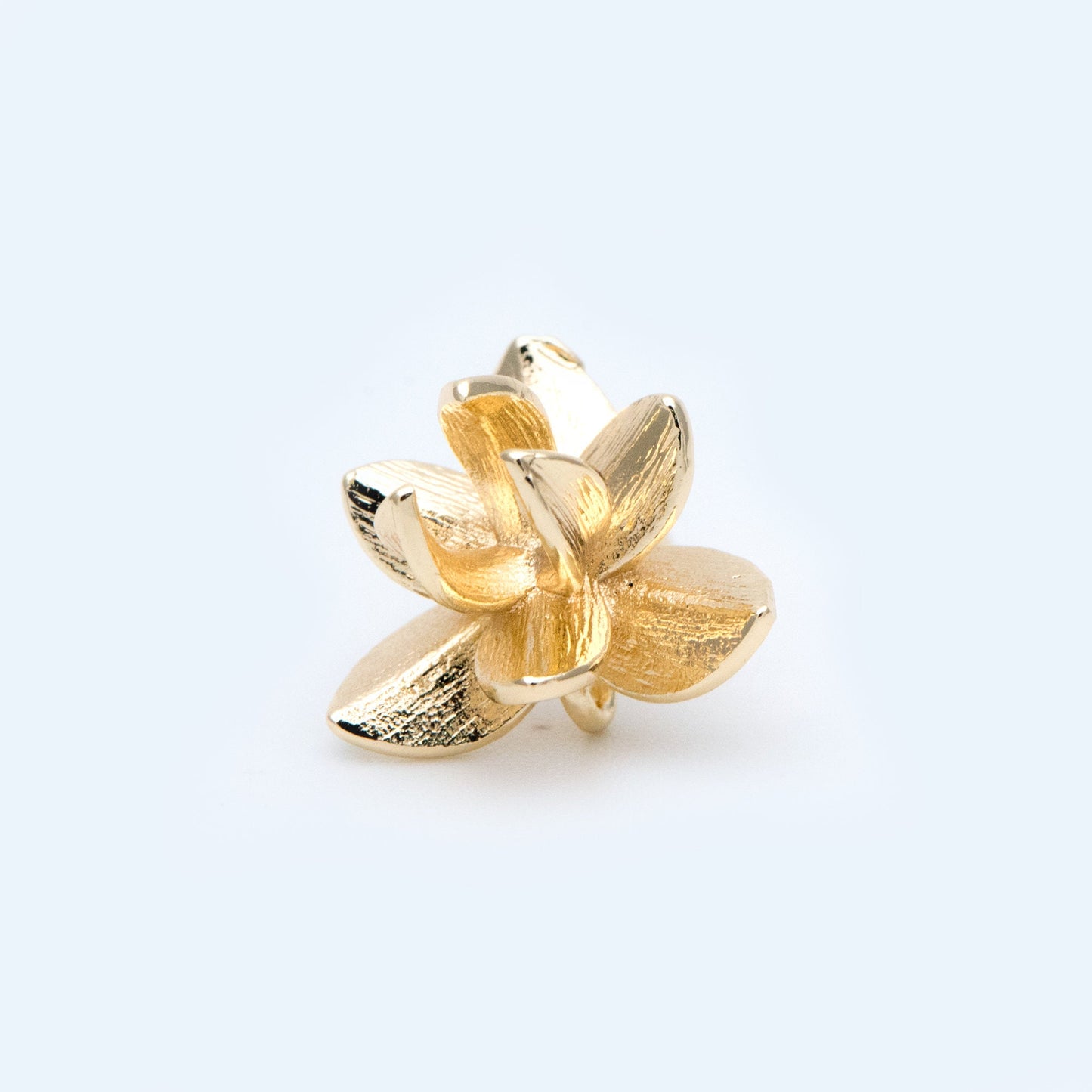 10pcs Gold/ Silver Tone Flower Ear Post with Loop, 15mm, 18K Gold/ Rhodium Plated Brass, Foral Stud Earrings (GB-984)