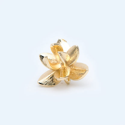 10pcs Gold/ Silver Tone Flower Ear Post with Loop, 15mm, 18K Gold/ Rhodium Plated Brass, Foral Stud Earrings (GB-984)